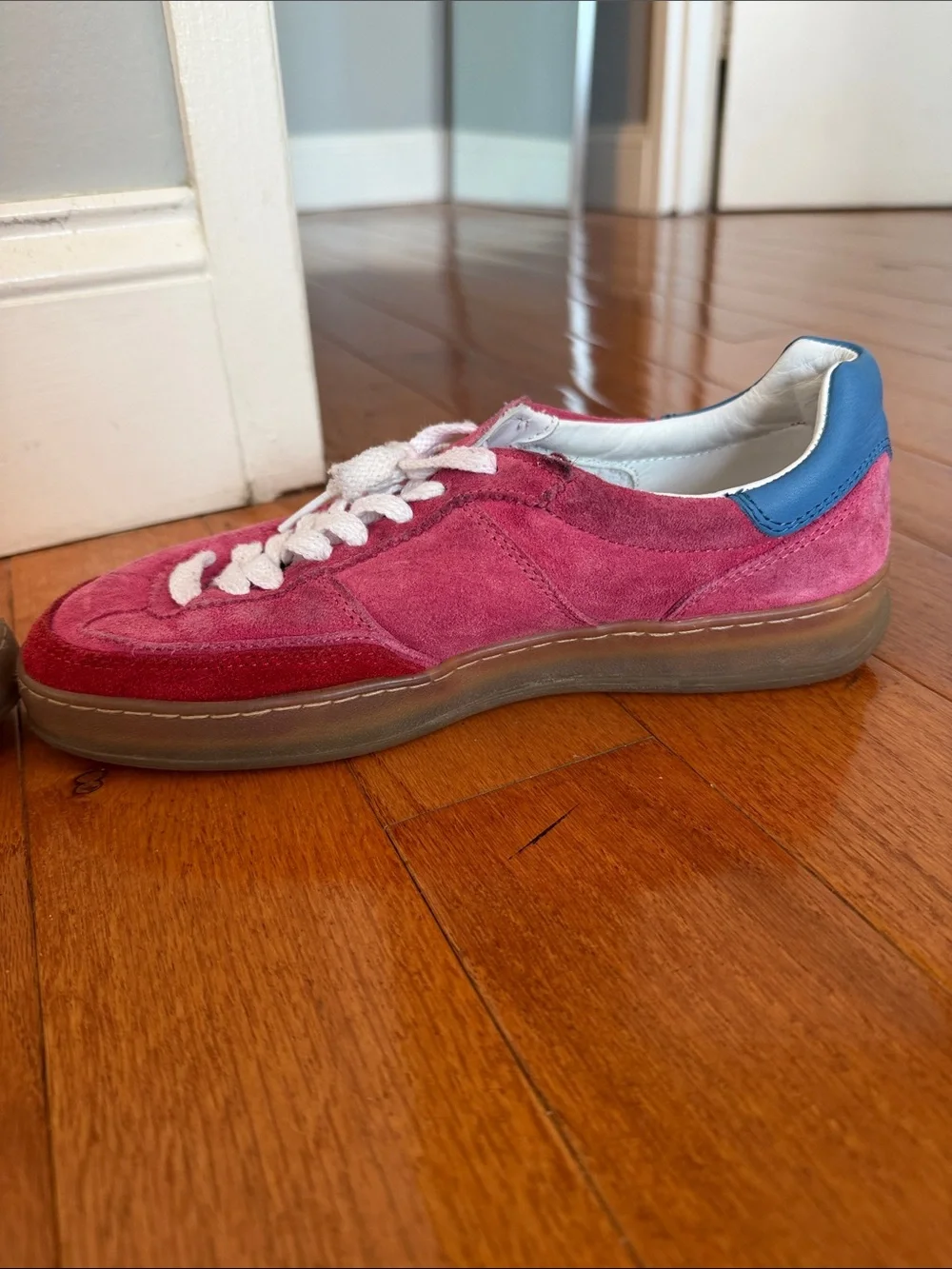DATE Pink Suede Lace-Up Sneakers